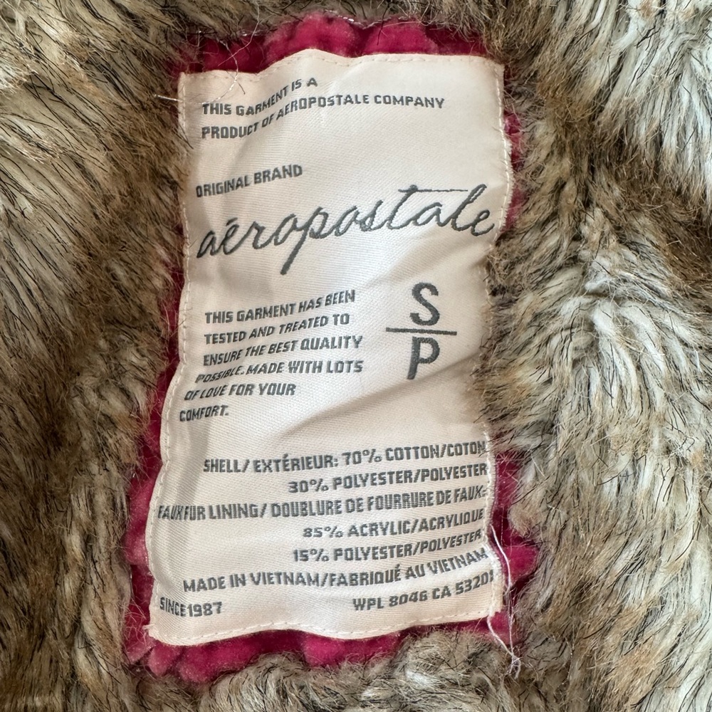 Aeropostale Y2K Vintage Burgundy Zip Up Hoodie Jacket Faux Fur Lining Size Small - Picture 13 of 15